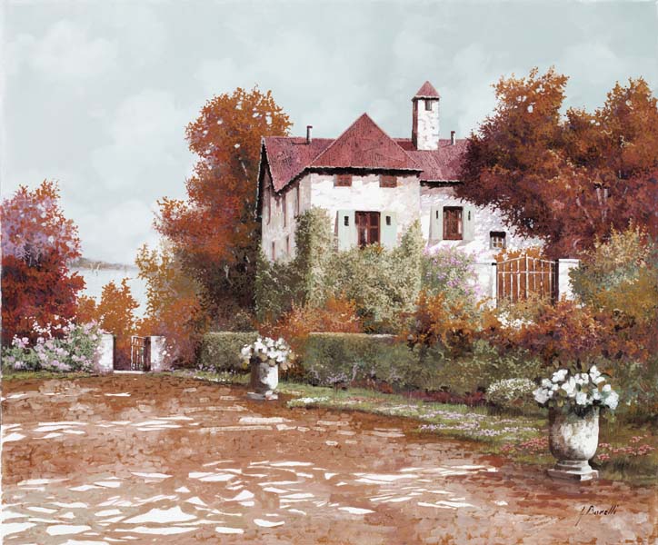 Репродукция картины 'Дворец осенью' Борелли Гвидо. Купить