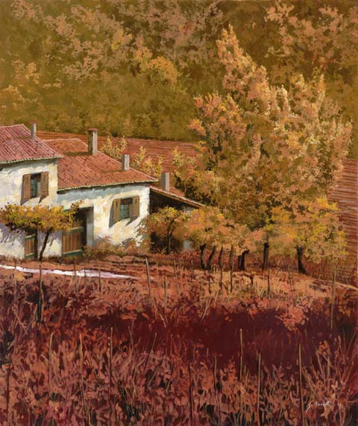 Репродукция картины 'Красная осень' Борелли Гвидо. Купить