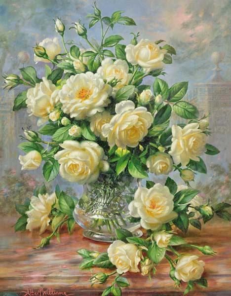 Розы принцессы Дианы в стеклянной вазе