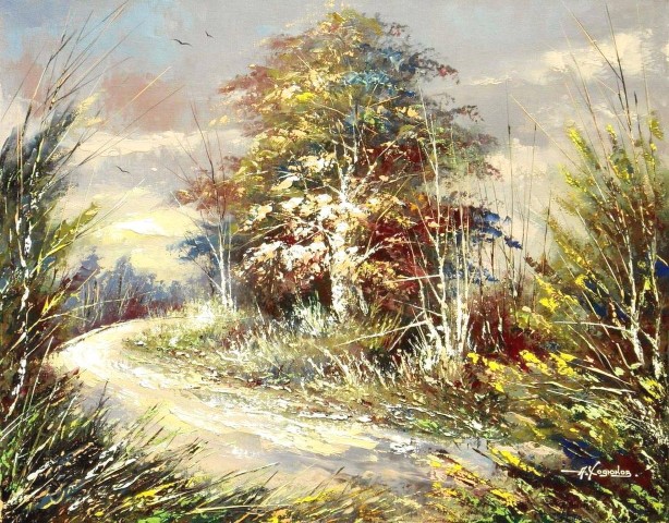 Репродукция картины 'Лесной пейзаж II' Ходюков Александр Дмитриевич. Купить