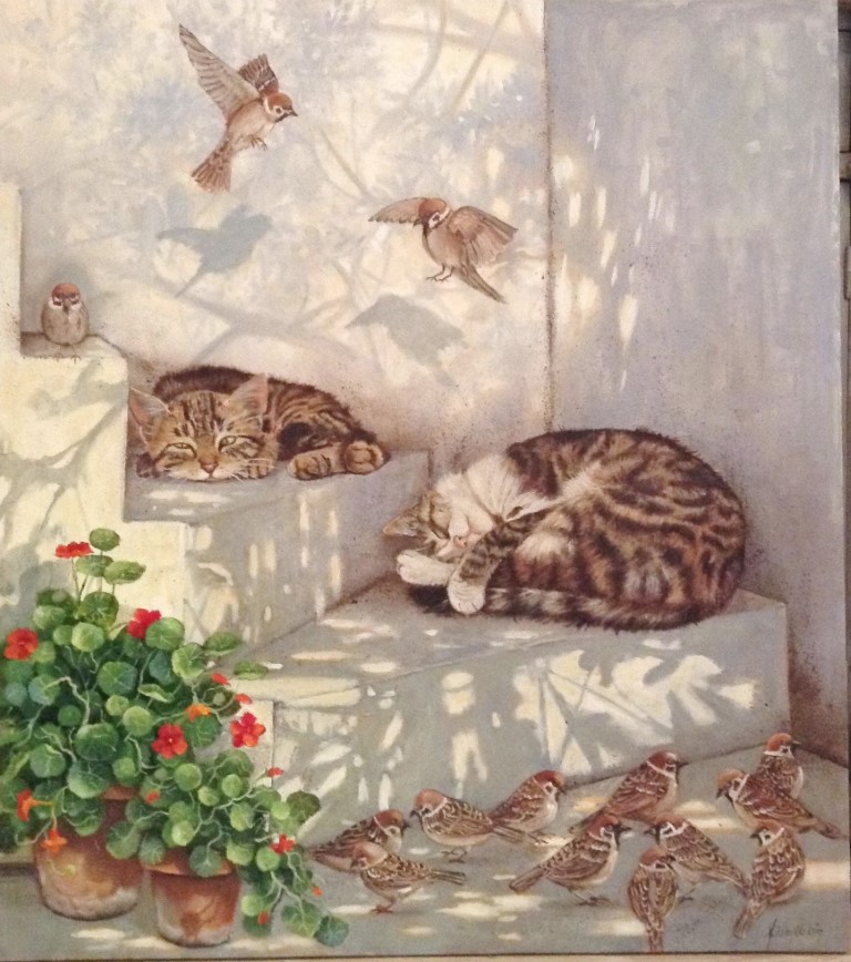 Репродукция картины 'Коты и воробьи' . Купить