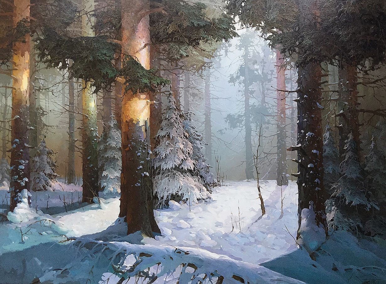 Репродукция картины 'В зимнем лесу' Быков Виктор Александрович. Купить