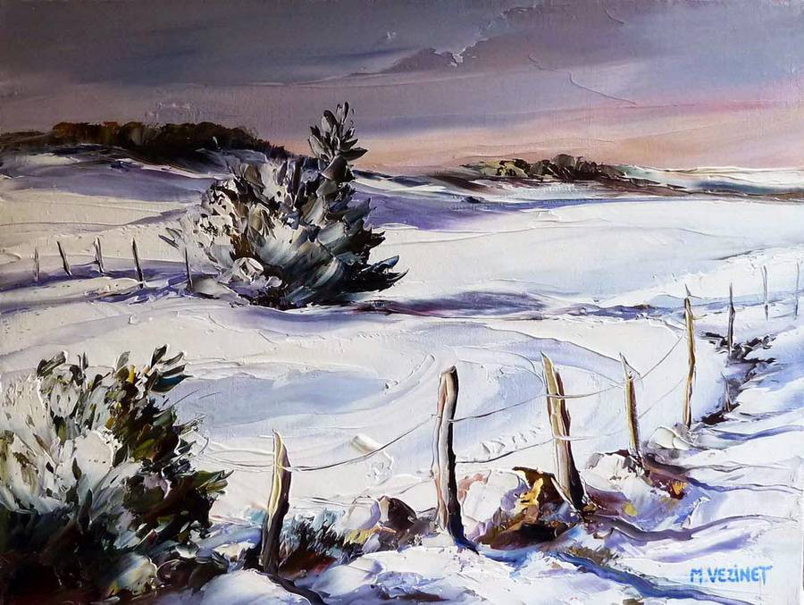 Репродукция картины 'Зимний пейзаж XVII' Везинет Мишель. Купить