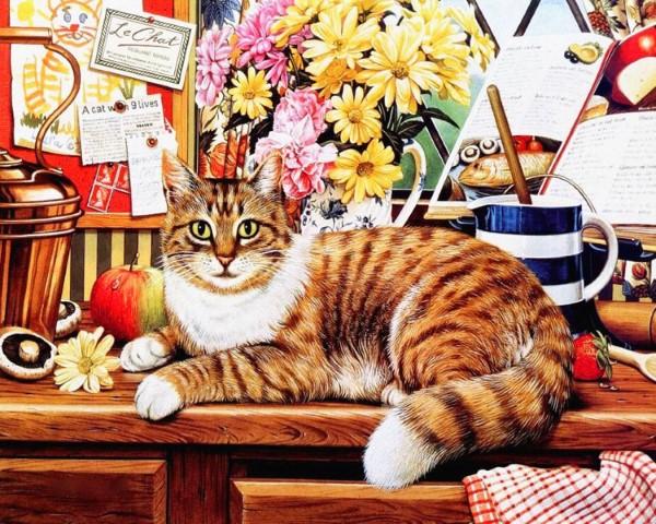 Натюрморт с рыжим котом