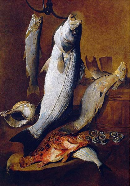 Натюрморт с копченой рыбой