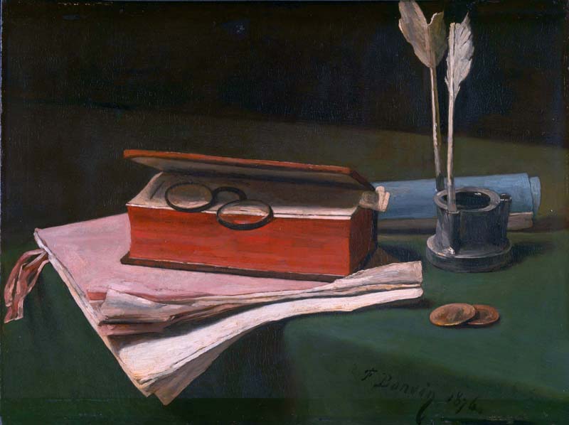 Натюрморт с книгой, бумагой и чернильницей