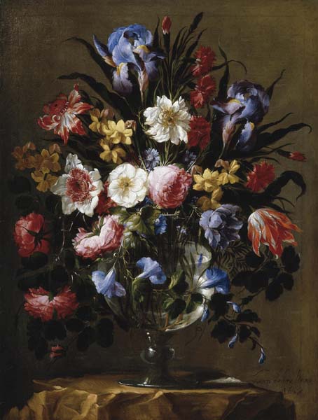 Репродукция картины 'Цветочная ваза' Де Арельяно Хуан. Купить