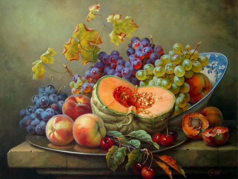 Натюрморт с фруктами и тыквой